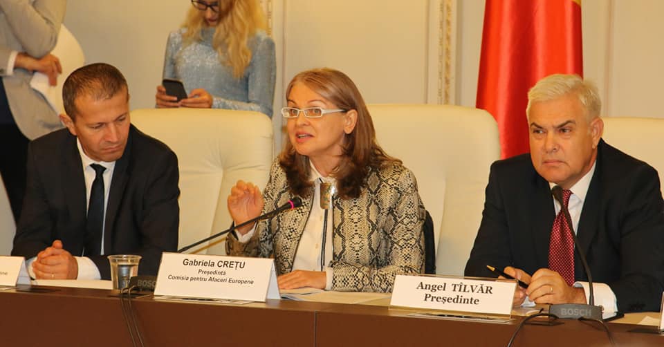Președinta Comisiei pentru Afaceri Europene a Senatului, Gabriela Crețu, a prezidat, marți 29 octombrie, ședința comună dedicată audierii ministrului desemnat pentru fonduri europene, Marcel Boloș